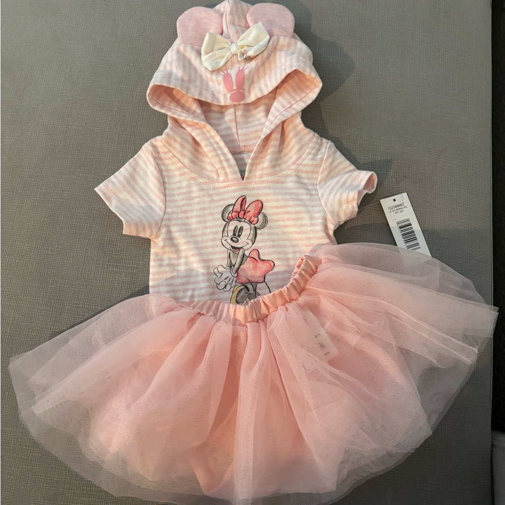 Disney Baby Pink and White Minnie Mouse Bodysuit